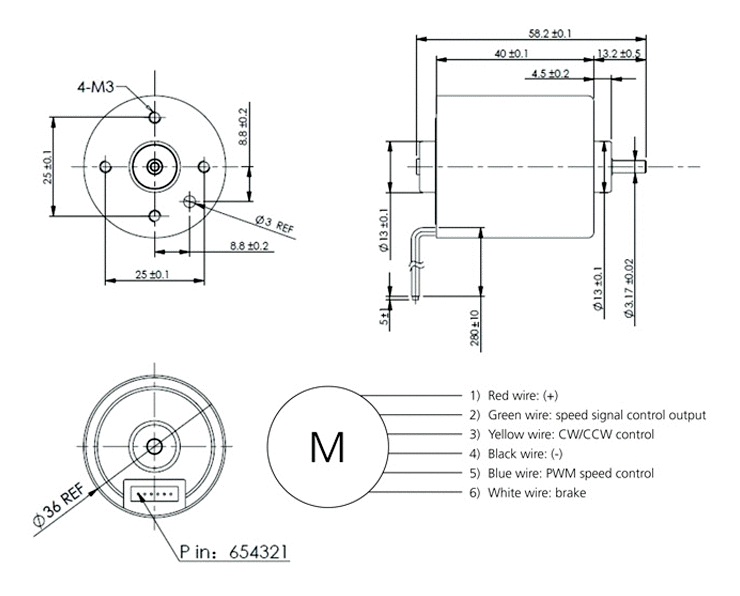 dcb brushless dc series motors dimensions