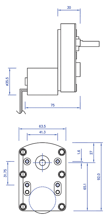 t6 dc brushless series motors dimensions