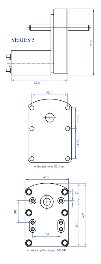 t6 dc series gear motor units dimensions series 5